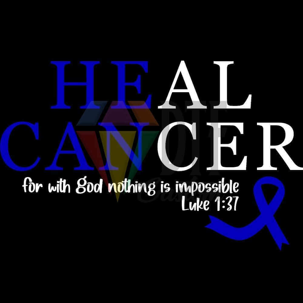 Heal Cancer White With Blue Ribbon DTF transfer design