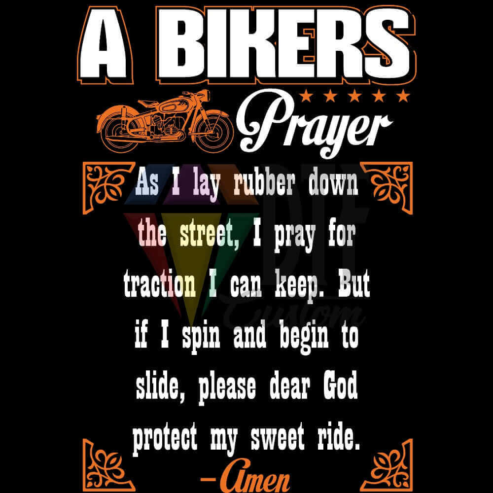 Bikers Prayer DTF transfer design