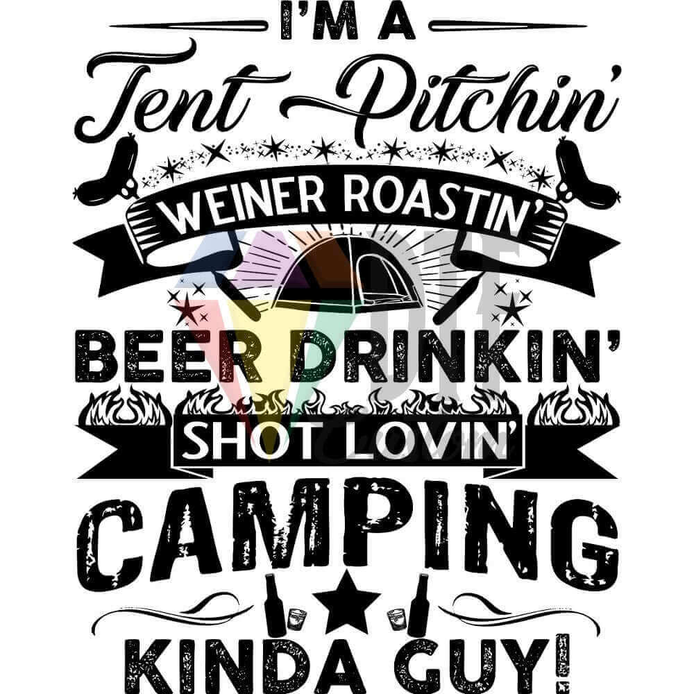 Camping Guy Black DTF transfer design