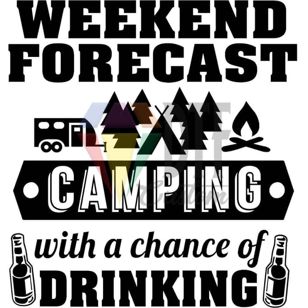 Camping with Drinking Black DTF transfer design
