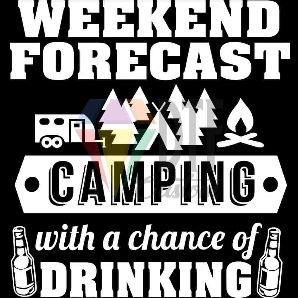 Camping with Drinking White DTF transfer design