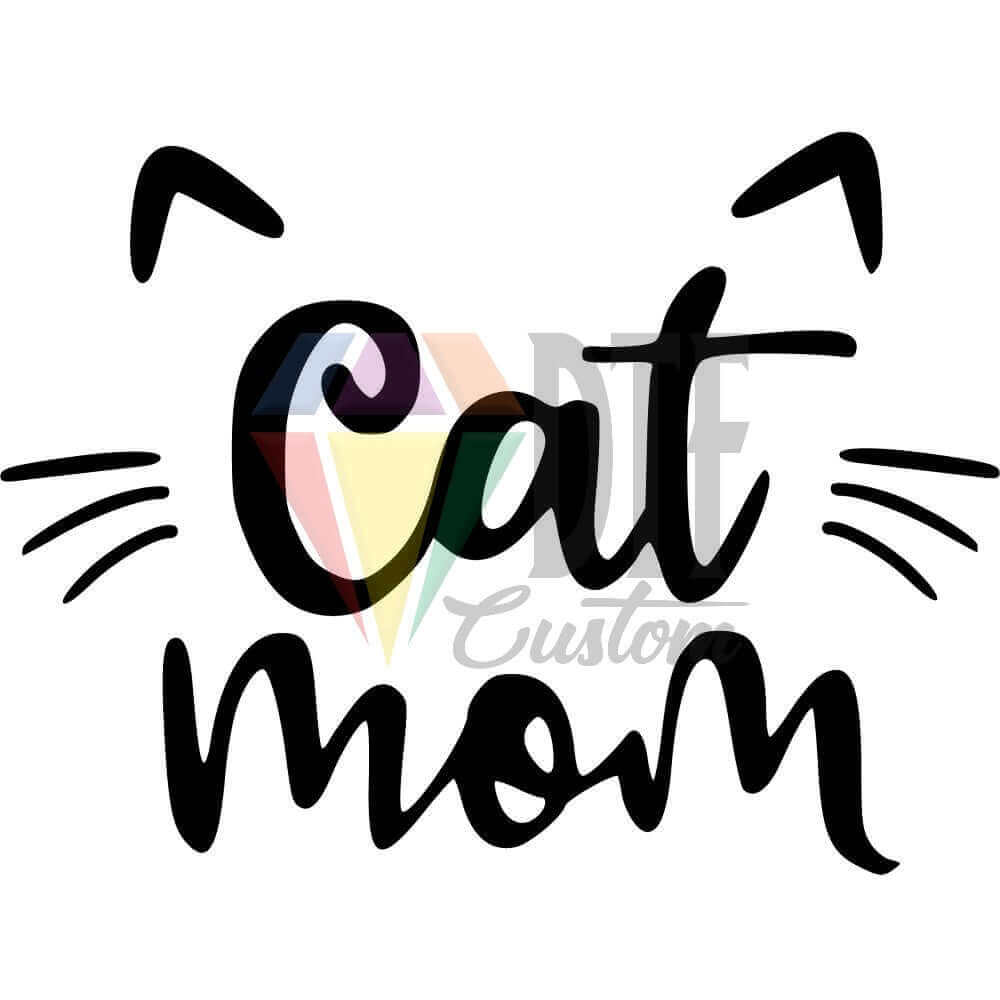 Cat Mom Face Black DTF transfer design