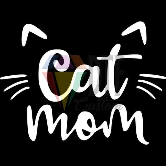 Cat Mom Face White DTF transfer design