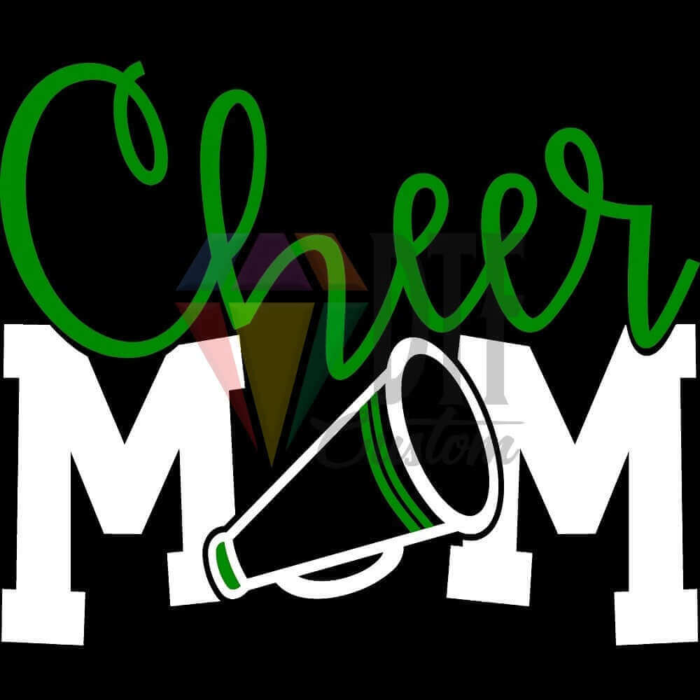 Cheer Mom White-Green DTF transfer design