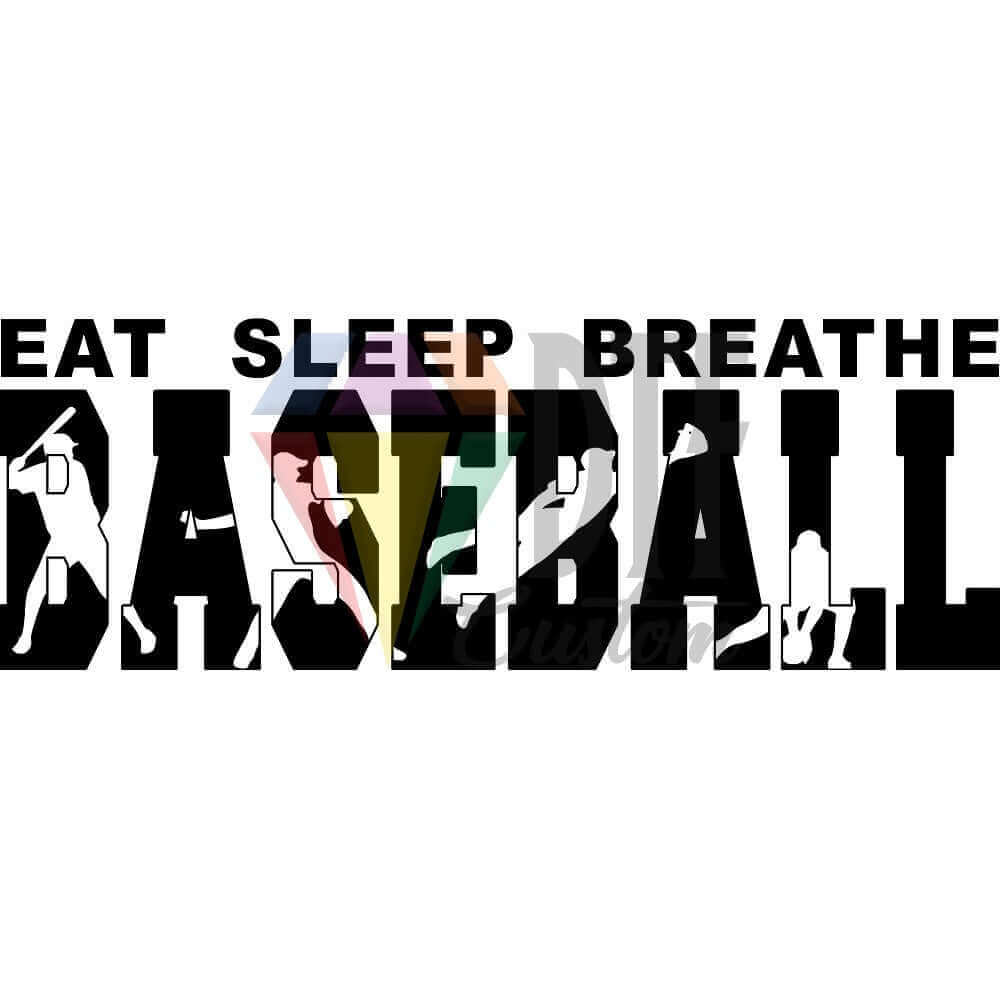 Eat Sleep Breathe Baseball Black and White DTF transfer design
