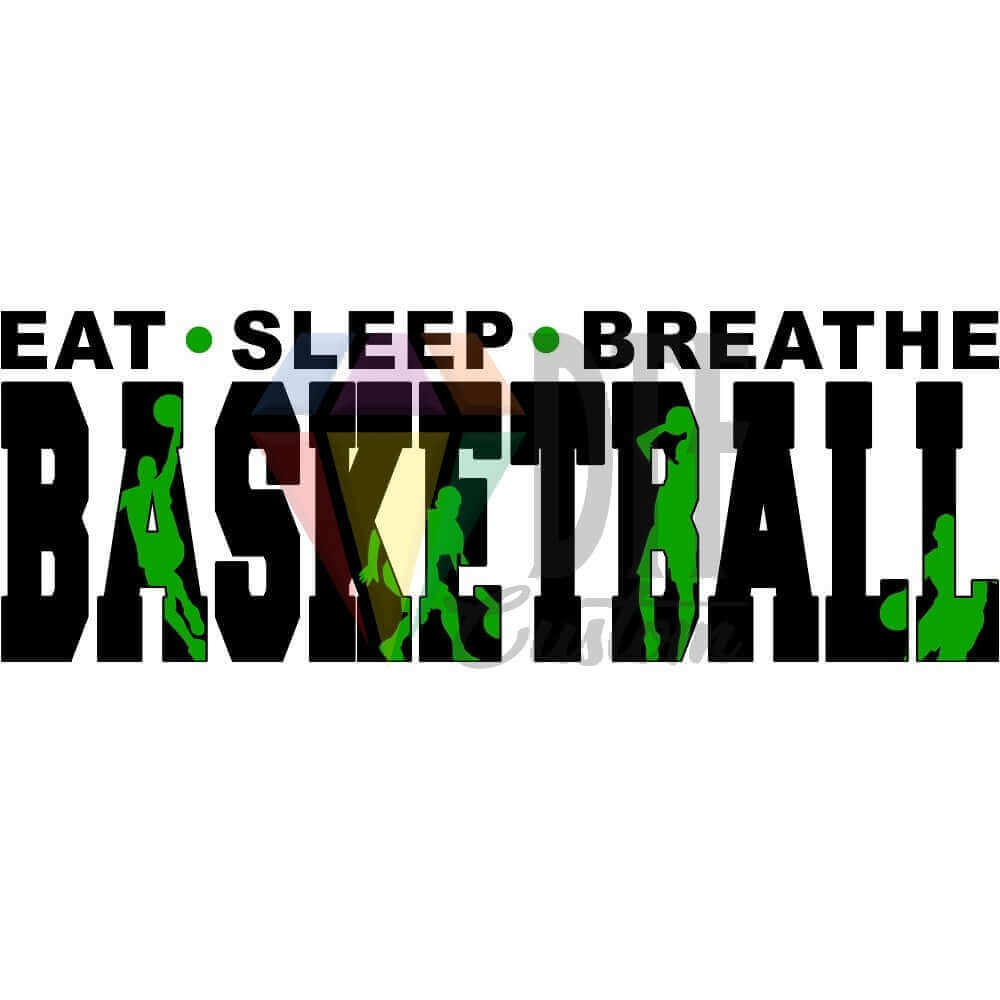 Eat Sleep Breathe Basketball Black and Green DTF transfer design