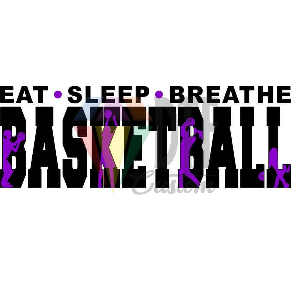 Eat Sleep Breathe Basketball Black and Purple DTF transfer design