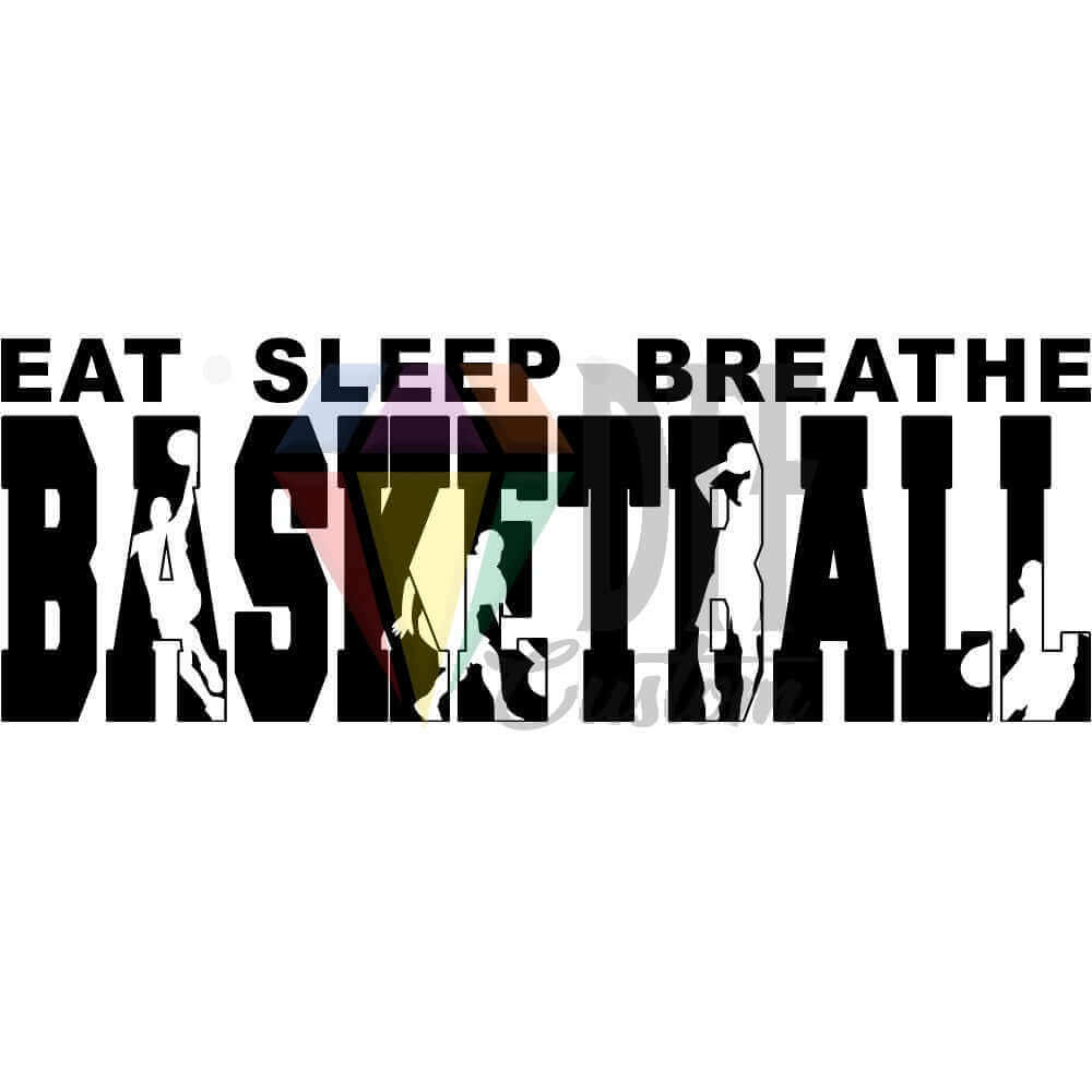 Eat Sleep Breathe Basketball Black and White DTF transfer design
