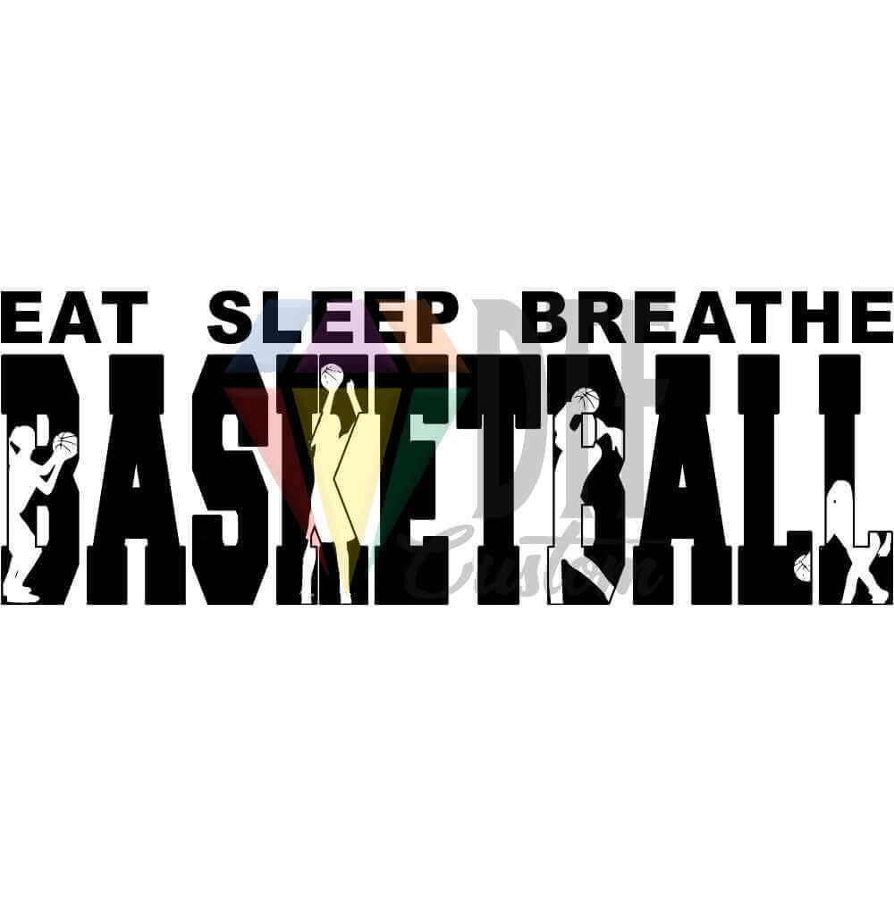 Eat Sleep Breathe Basketball Black and White DTF transfer design