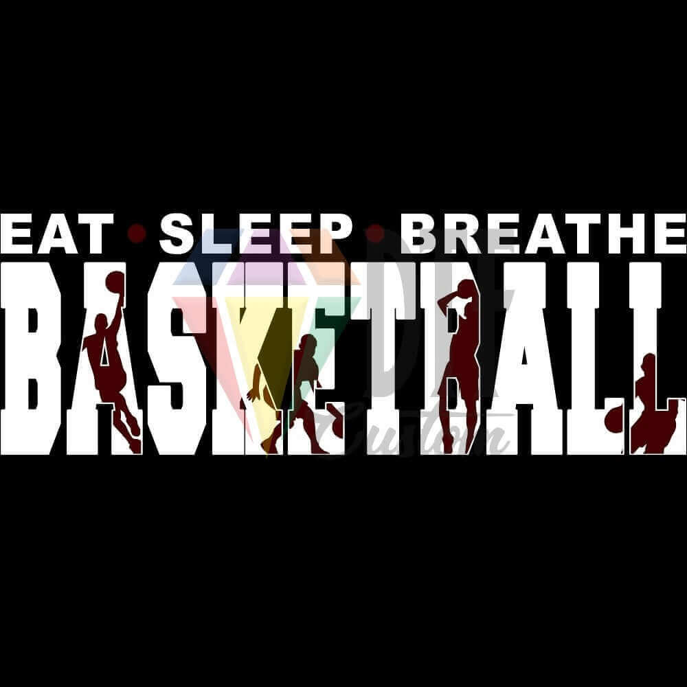 Eat Sleep Breathe Basketball White and Maroon DTF transfer design