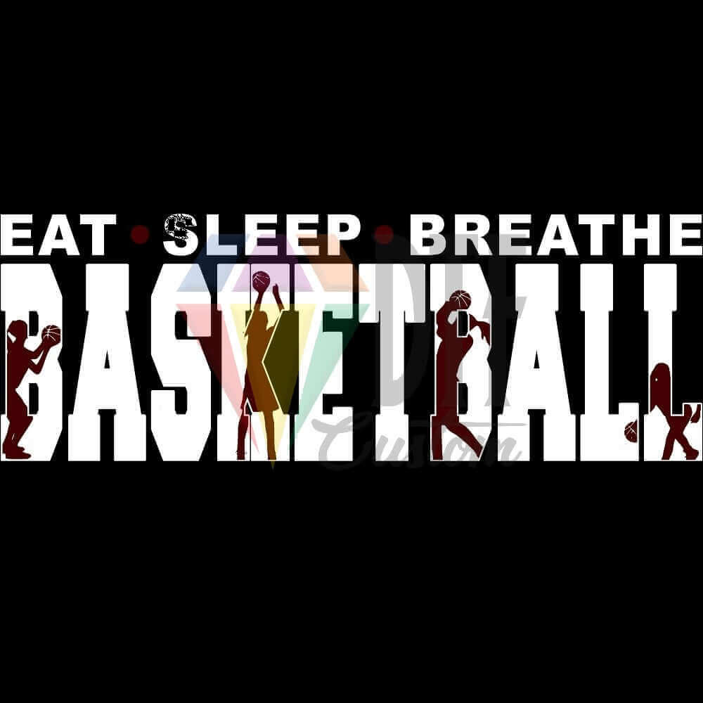 Eat Sleep Breathe Basketball White and Maroon DTF transfer design