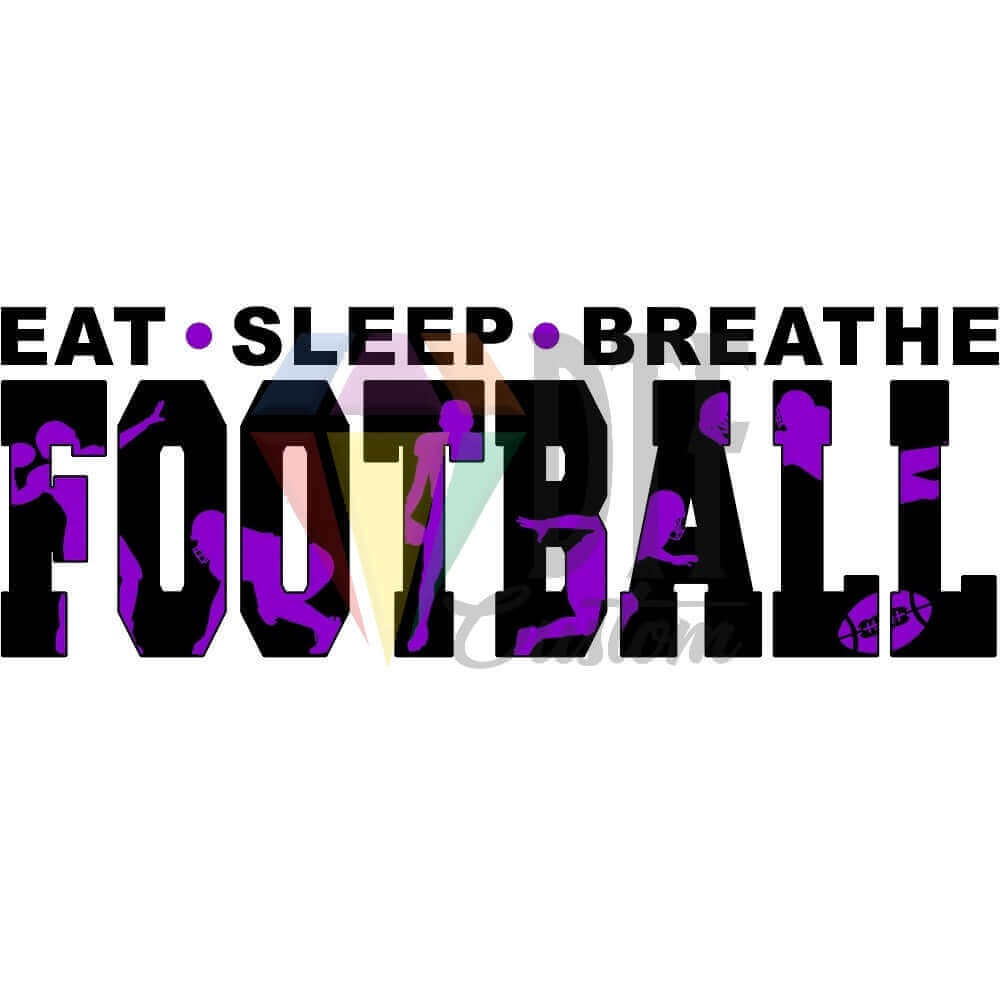 Eat Sleep Breathe Football Black and Purple DTF transfer design