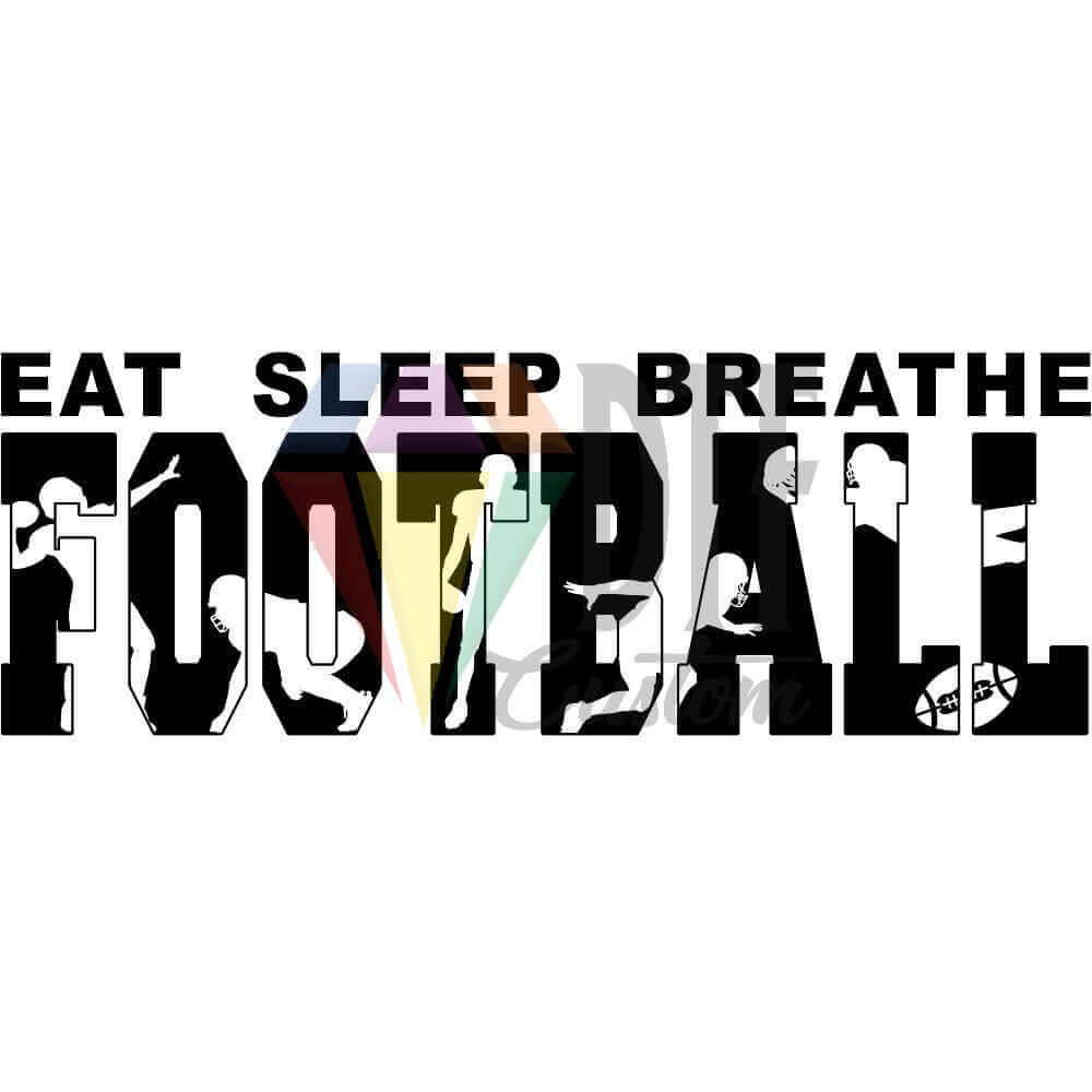 Eat Sleep Breathe Football Black and White DTF transfer design