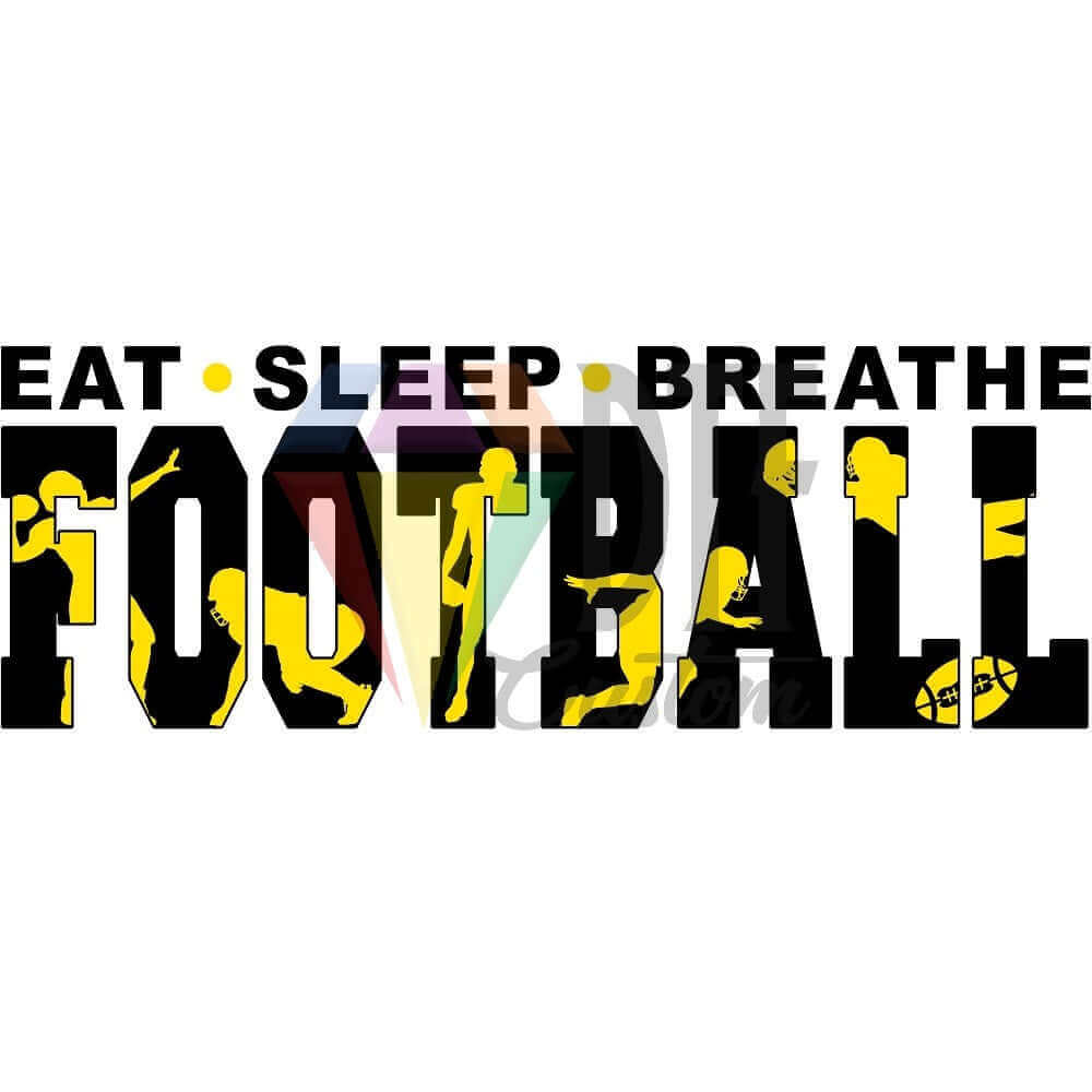 Eat Sleep Breathe Football Black and Yellow DTF transfer design