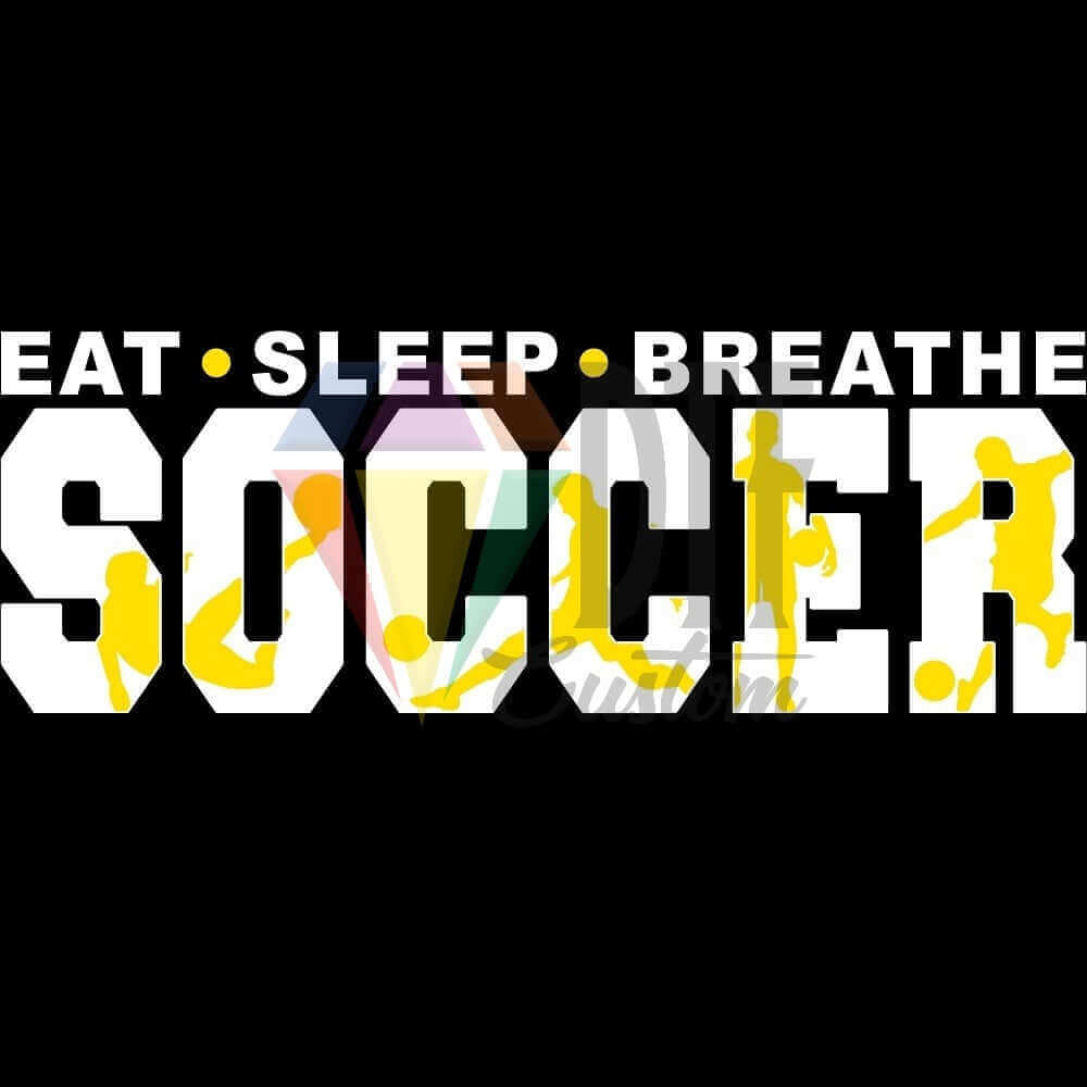 Eat Sleep Breathe White and Yellow DTF transfer design