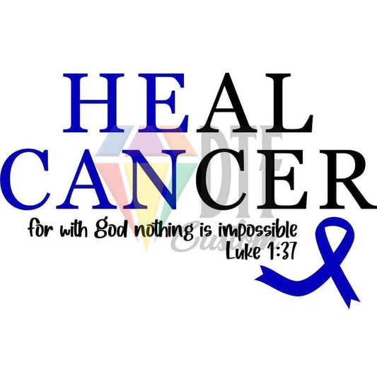 Heal Cancer Black With Blue Ribbon DTF transfer design