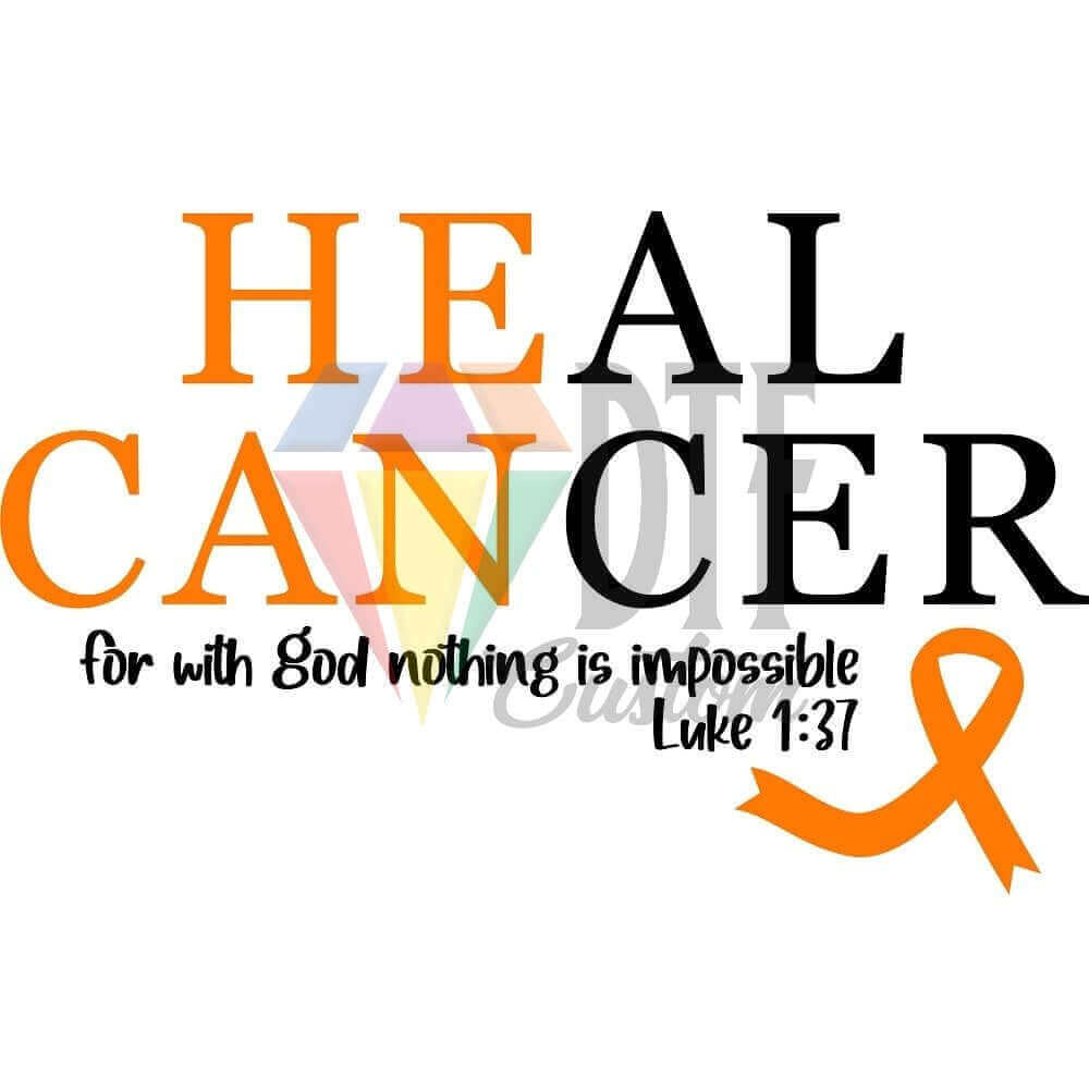 Heal Cancer Black With Orange Ribbon DTF transfer design