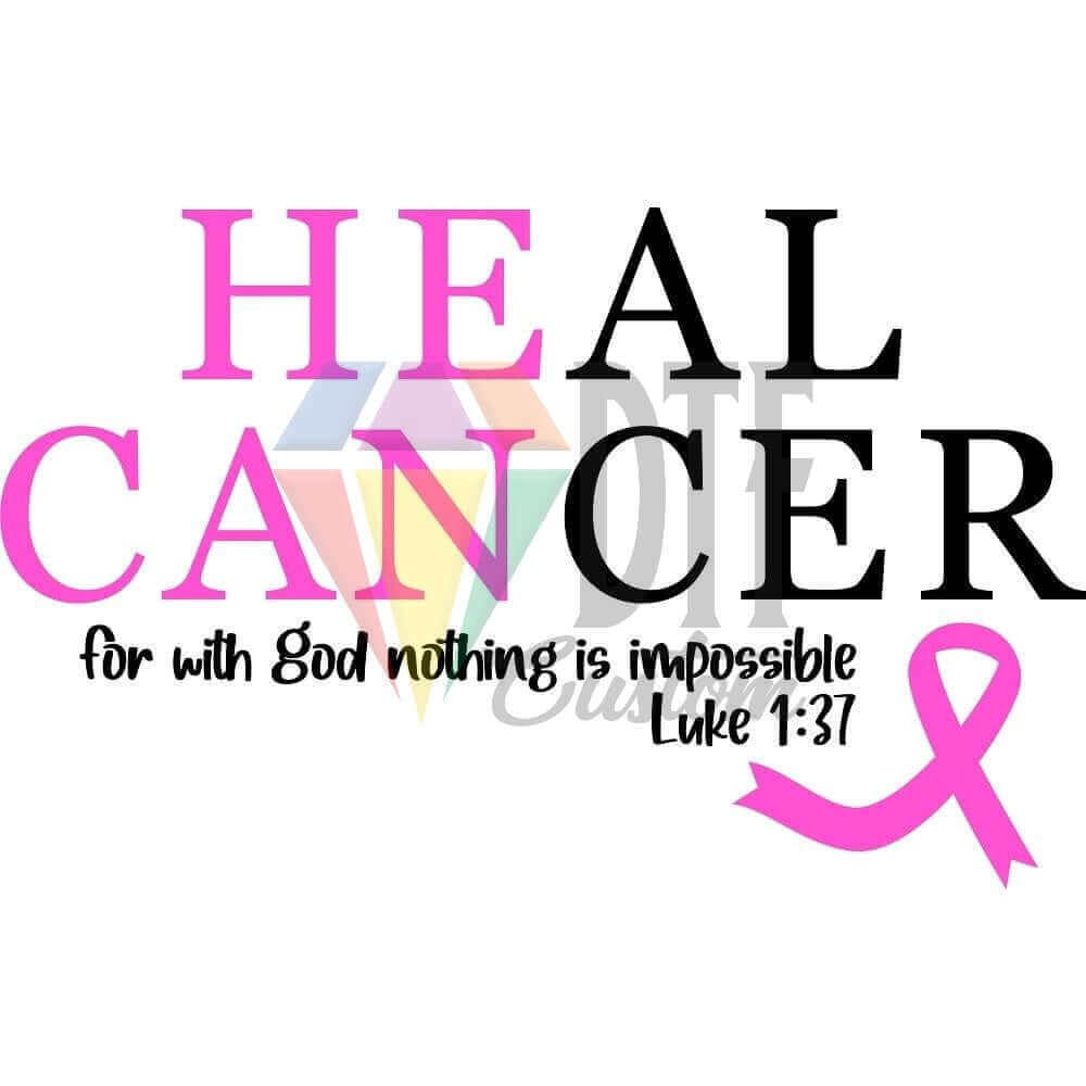 Heal Cancer Black With Pink Ribbon DTF transfer design