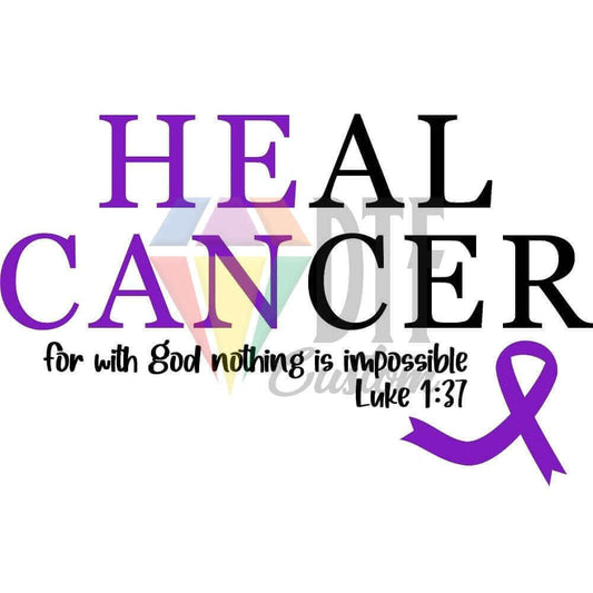 Heal Cancer Black With Purple Ribbon DTF transfer design