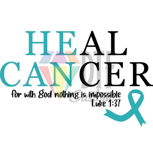 Heal Cancer Black With Teal Ribbon DTF transfer design