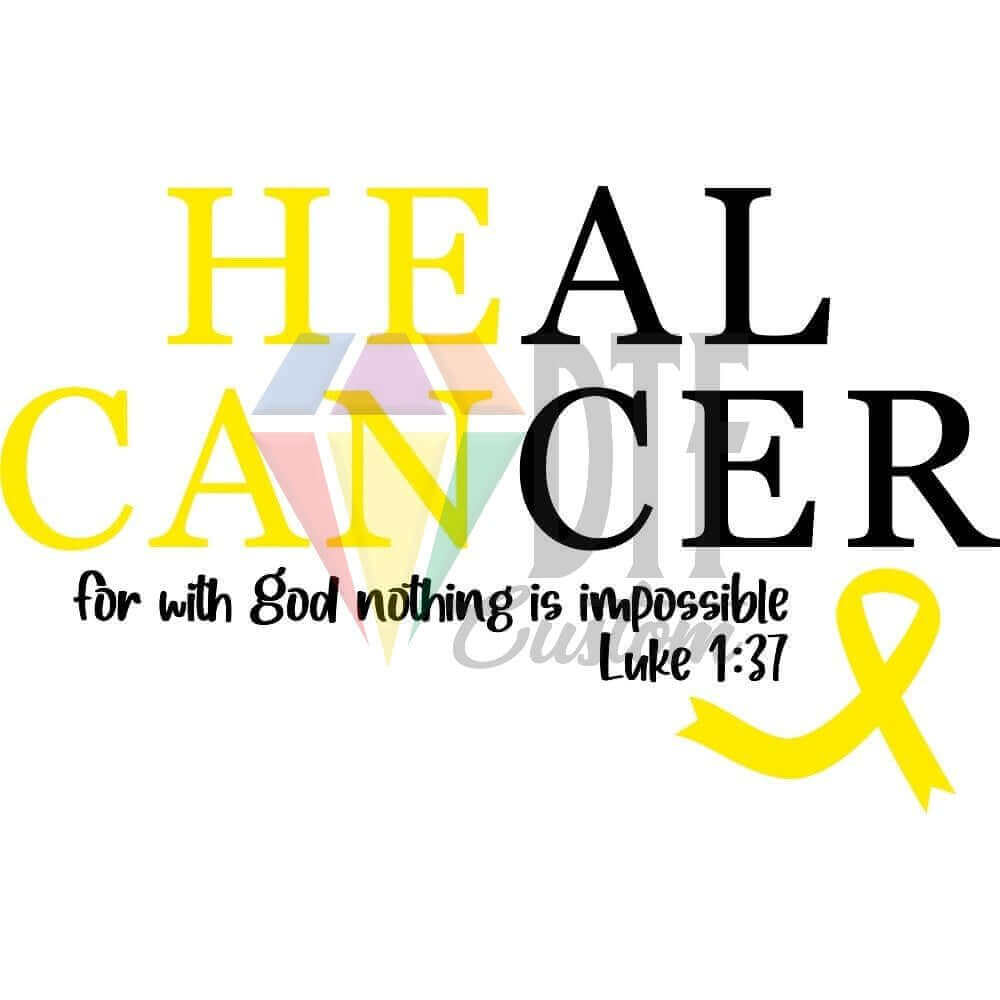 Heal Cancer Black With Yellow Ribbon DTF transfer design