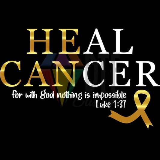 Heal Cancer White With Gold Ribbon DTF transfer design