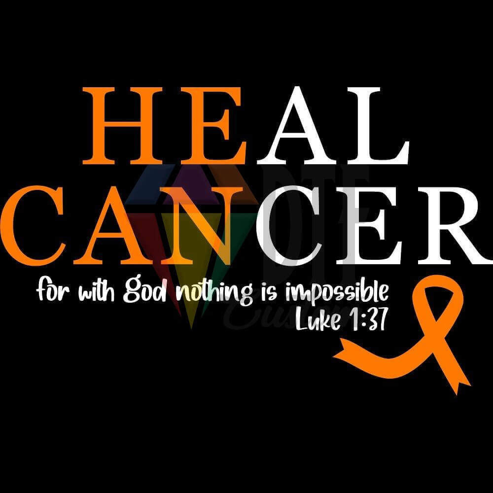 Heal Cancer White With Orange Ribbon DTF transfer design