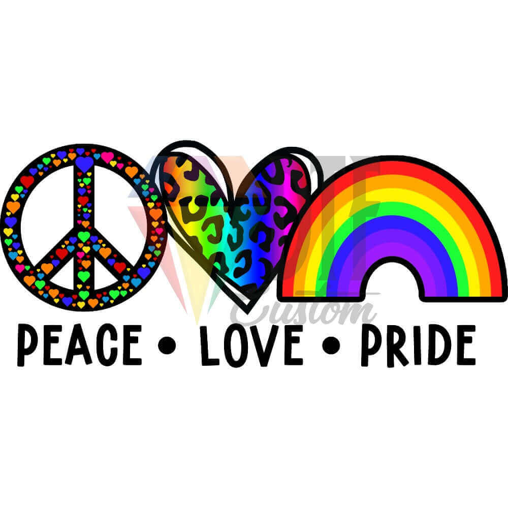 Peace Love Pride DTF transfer design