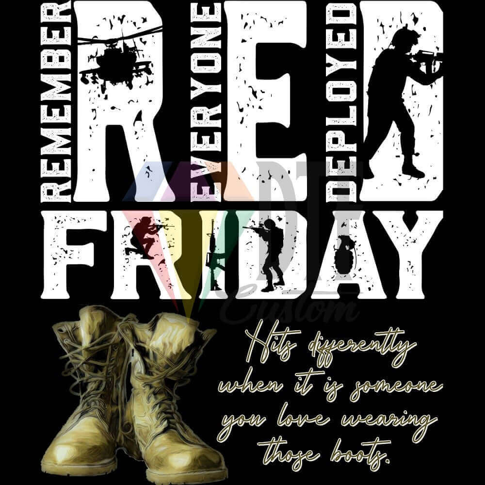 Red Friday Boots DTF transfer design