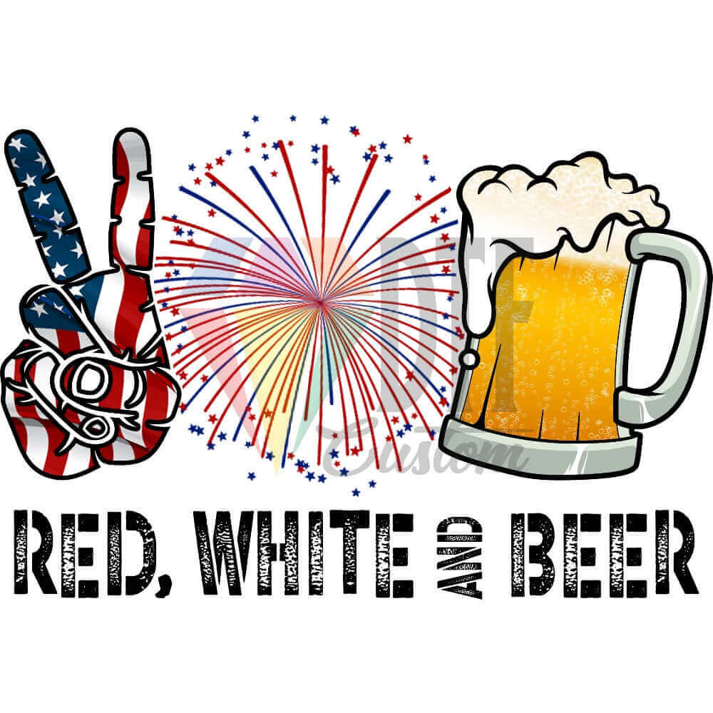 Red White and Beer DTF transfer design