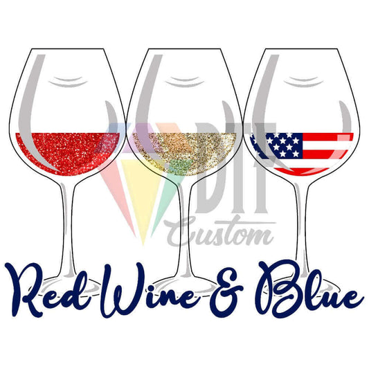 Red Wine and Blue DTF transfer design