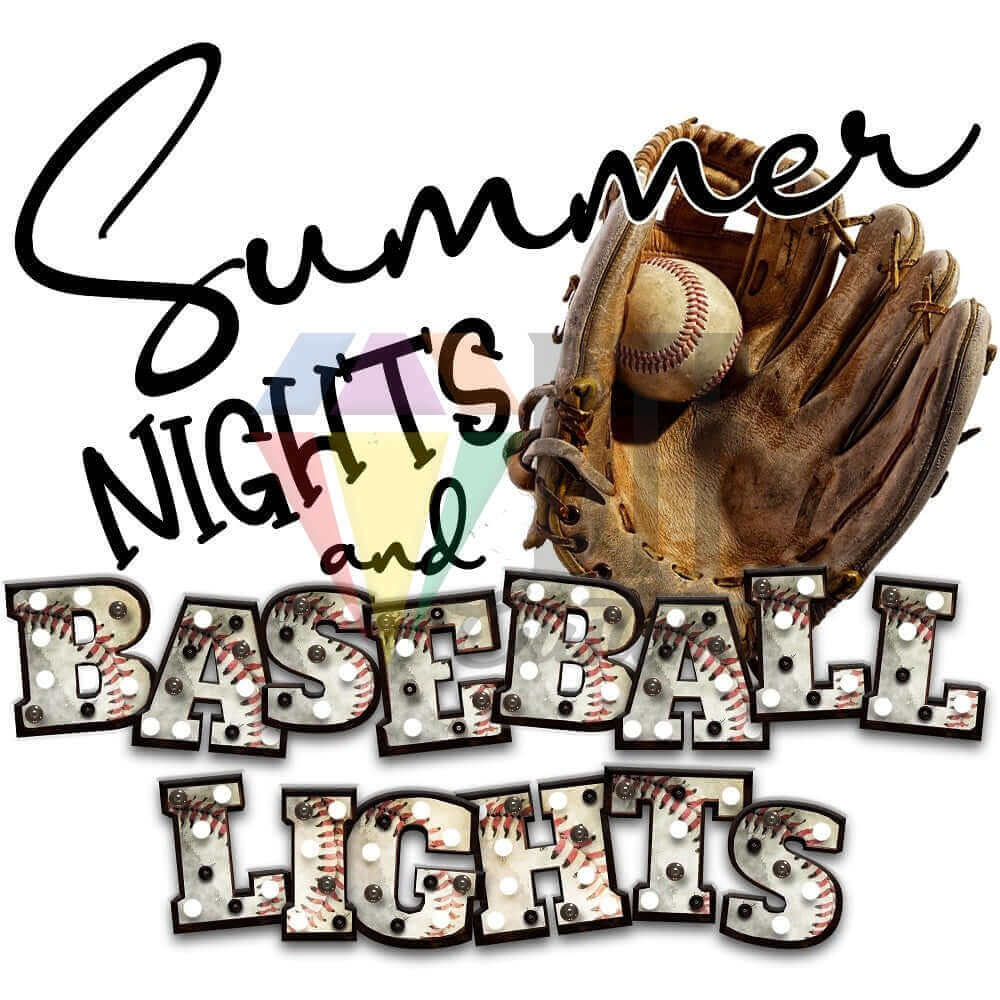 Summer Nights And Baseball Lights DTF transfer design