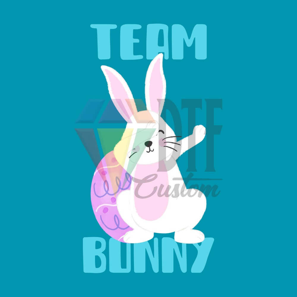 Team bunny DTF transfer design