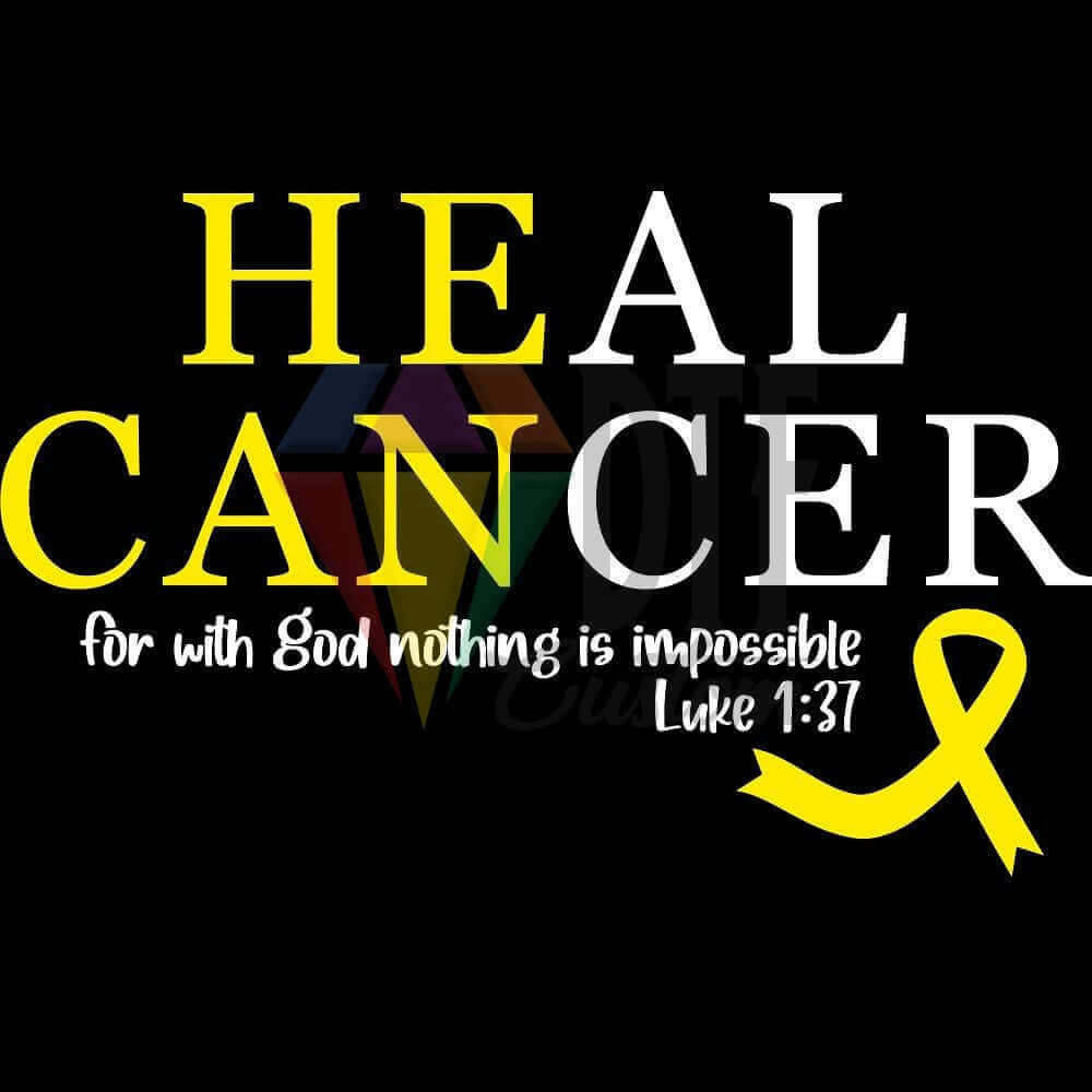 Heal Cancer White With Yellow Ribbon DTF transfer design
