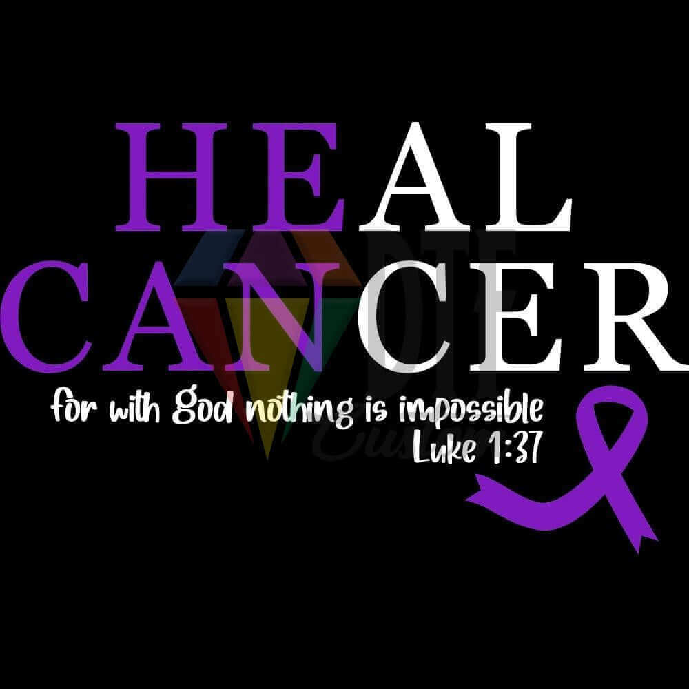 Heal Cancer White With Purple Ribbon DTF transfer design